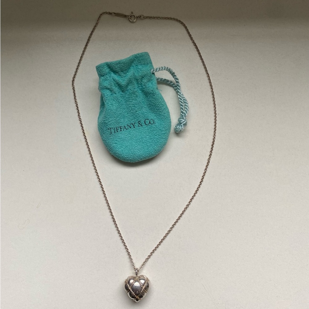 Tiffany & Co. Heart Necklace 14K Yellow Gold Silver Necklace